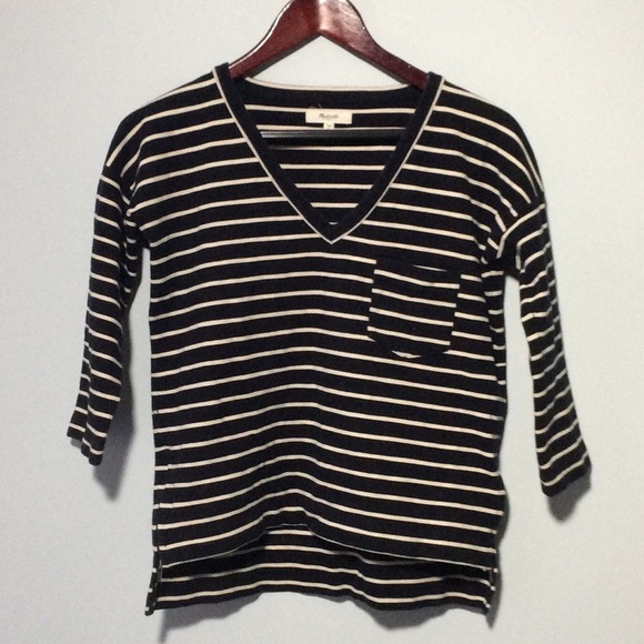 🐞 Madewell Side ZIP Slub Ponte Striped Top - Picture 4 of 7